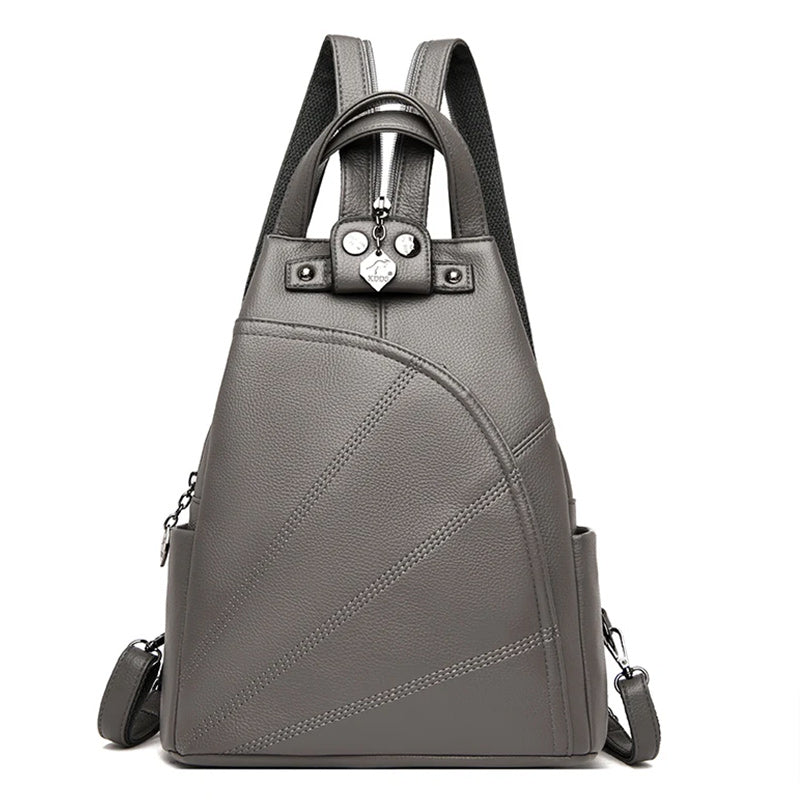 Leather School Bag and Anti-Theft Backpack-Backpacks-Innovato Design-Gray-Innovato Design