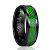 Black Tungsten Carbide with Green Meteorite Inlay Wedding Band