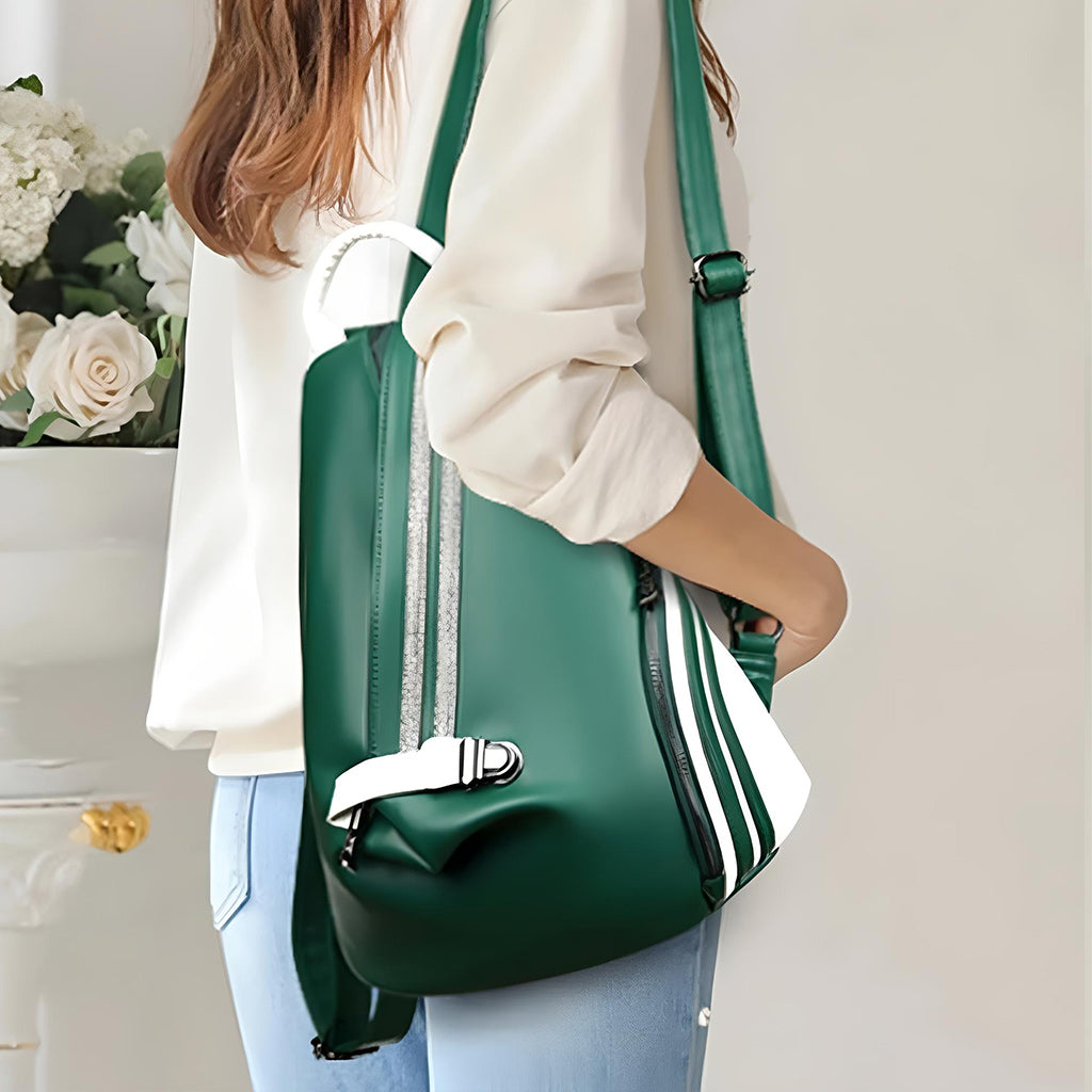 Large Side Zipper Leather Backpack in Multiple Colors-Leather Backpacks-Innovato Design-Yellow-10 in-Innovato Design