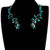 Fashion Jewelry Chain Green Glass Rhienstone Crystal Statement Pendant Bib Necklace