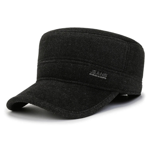 Woolen Army Military Cap Winter Adjustable-Hats-Innovato Design-Black-Innovato Design