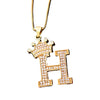King Crown Alphabet Initial Letter Pendant 24 Various Chain Necklace in Gold-Necklaces-Innovato Design-H-Innovato Design