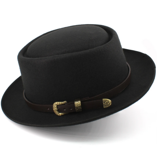 Vintage Wide Brim Fedora Trilby Hat with Black Hatband-Hats-Innovato Design-Black-Innovato Design