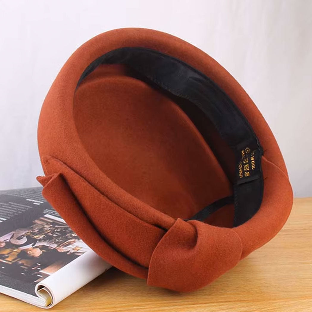 Teardrop Wool Felt Pillbox Fascinator Hat with Bow