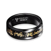 Men's 8mm Tungsten Ring Band Gold Black Wedding Promise