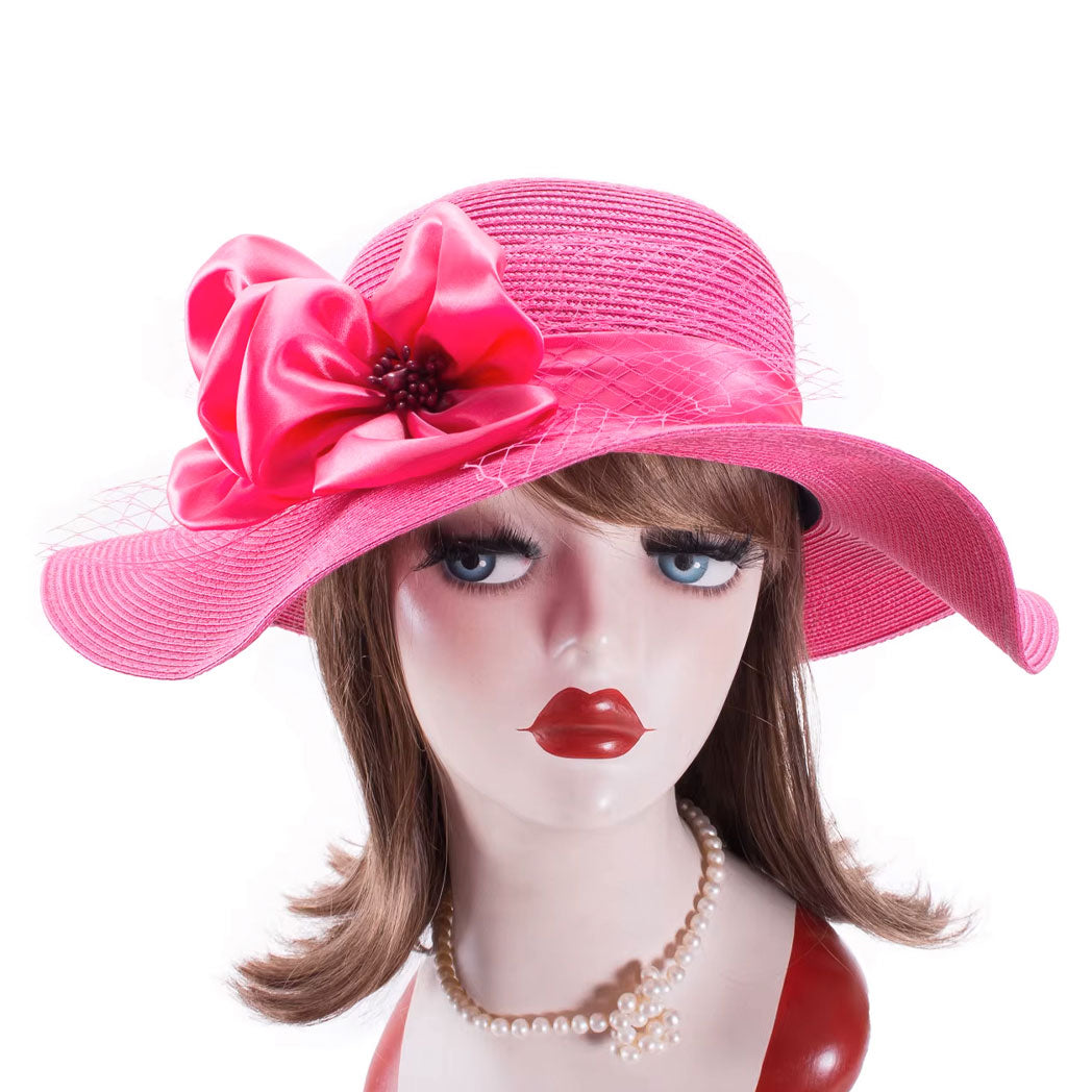 Floppy Wide Brim Linen Sun Hat with Bow