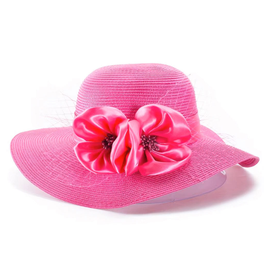 Floppy Wide Brim Linen Sun Hat with Bow