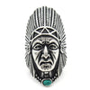 Men's Stainless Steel Vintage Tribal Leader Native American Indian Chief Head Ring with Feather Turquoise-Rings-Innovato Design-7-Innovato Design