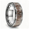 8mm Men Domed Elk Antler Comfort Fit Wedding Band