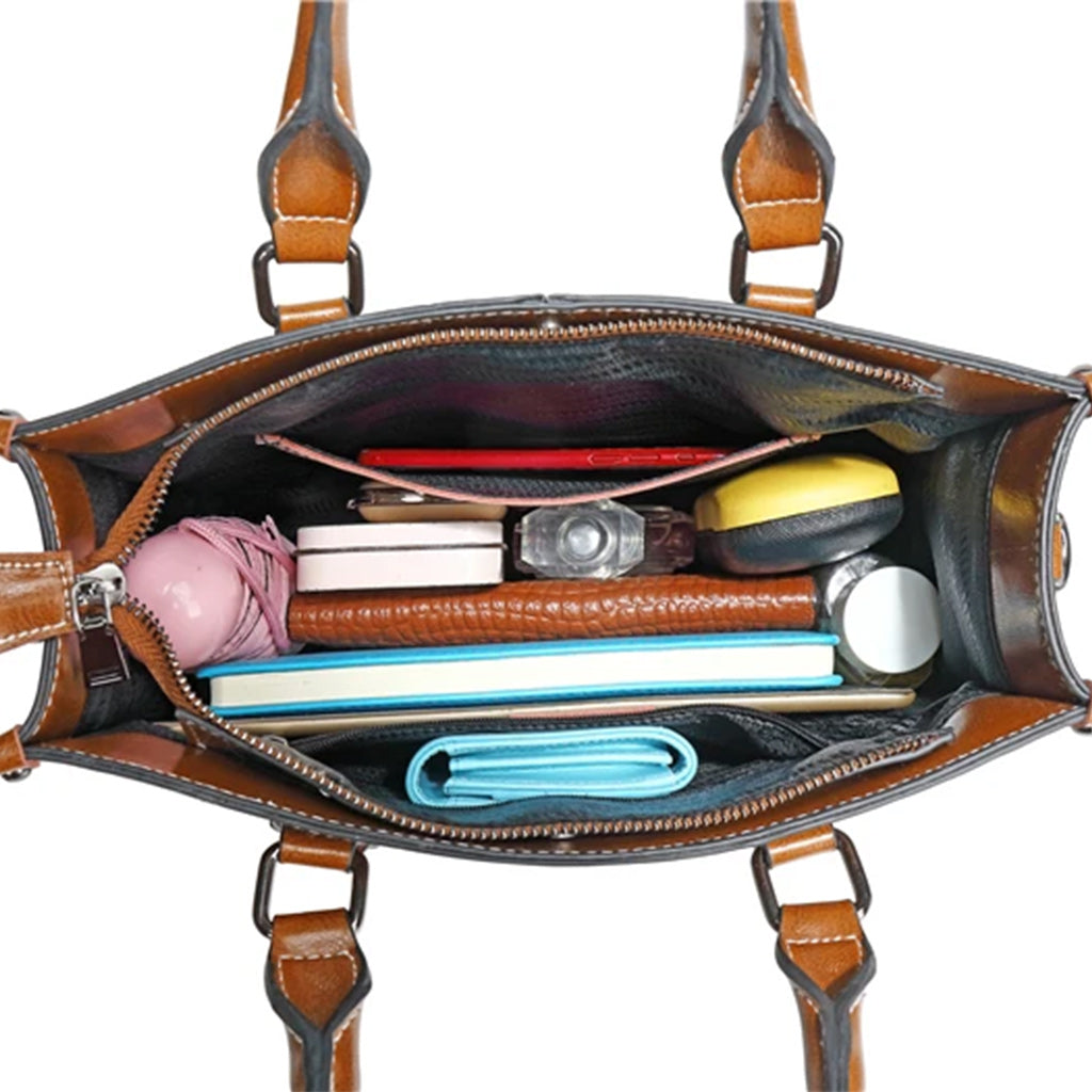 Fashion Designer Oil Wax Leather Tote Bag, Shoulder Bag and Handbag