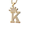 King Crown Alphabet Initial Letter Pendant 24 Various Chain Necklace in Gold-Necklaces-Innovato Design-K-Innovato Design