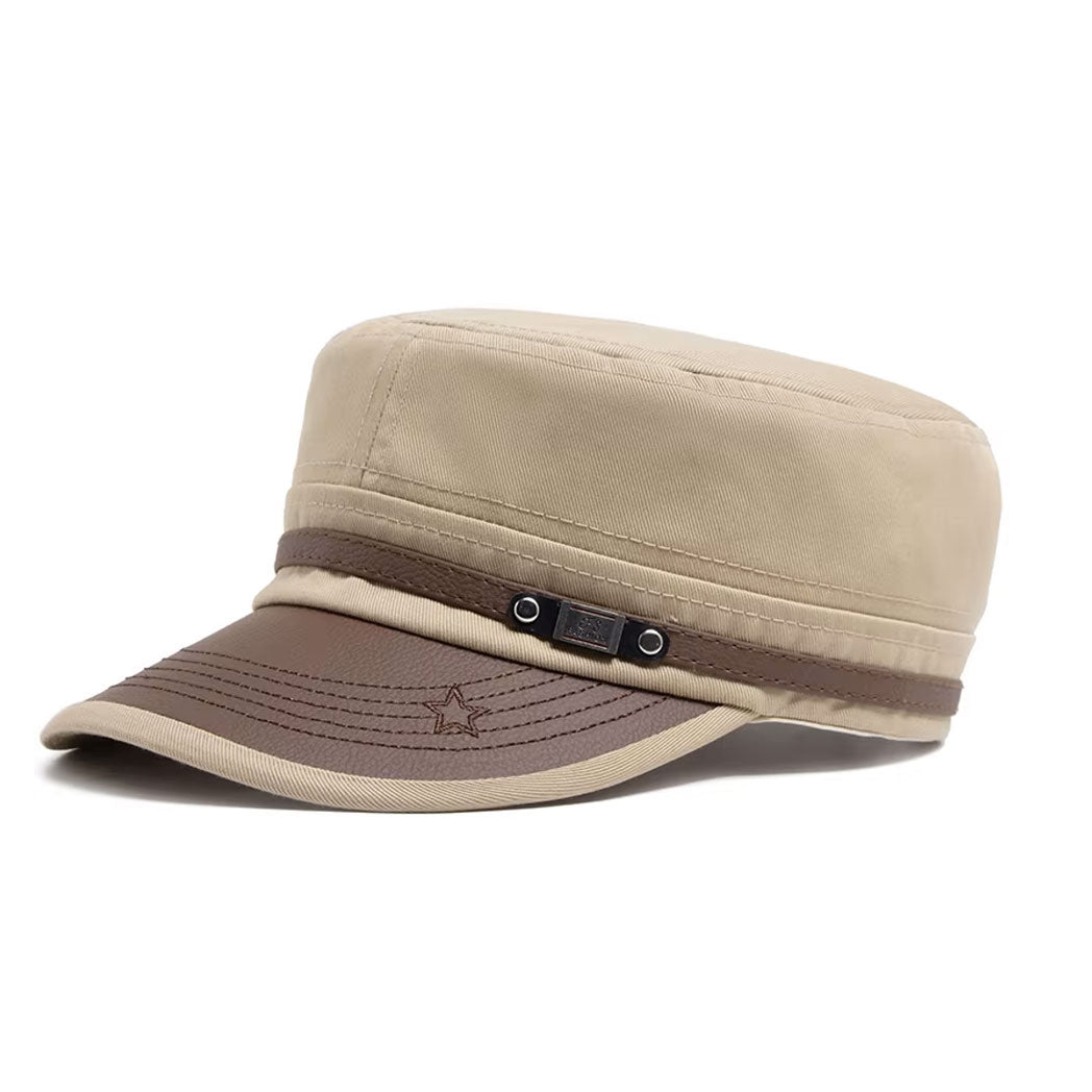 Buckled Cotton Flat Top Snapback Army Military Hat