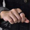 Men Stainless Steel Black Lord Prayer Cross Ring-Rings-Innovato Design-7-Innovato Design