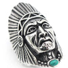 Men's Stainless Steel Vintage Tribal Leader Native American Indian Chief Head Ring with Feather Turquoise-Rings-Innovato Design-7-Innovato Design