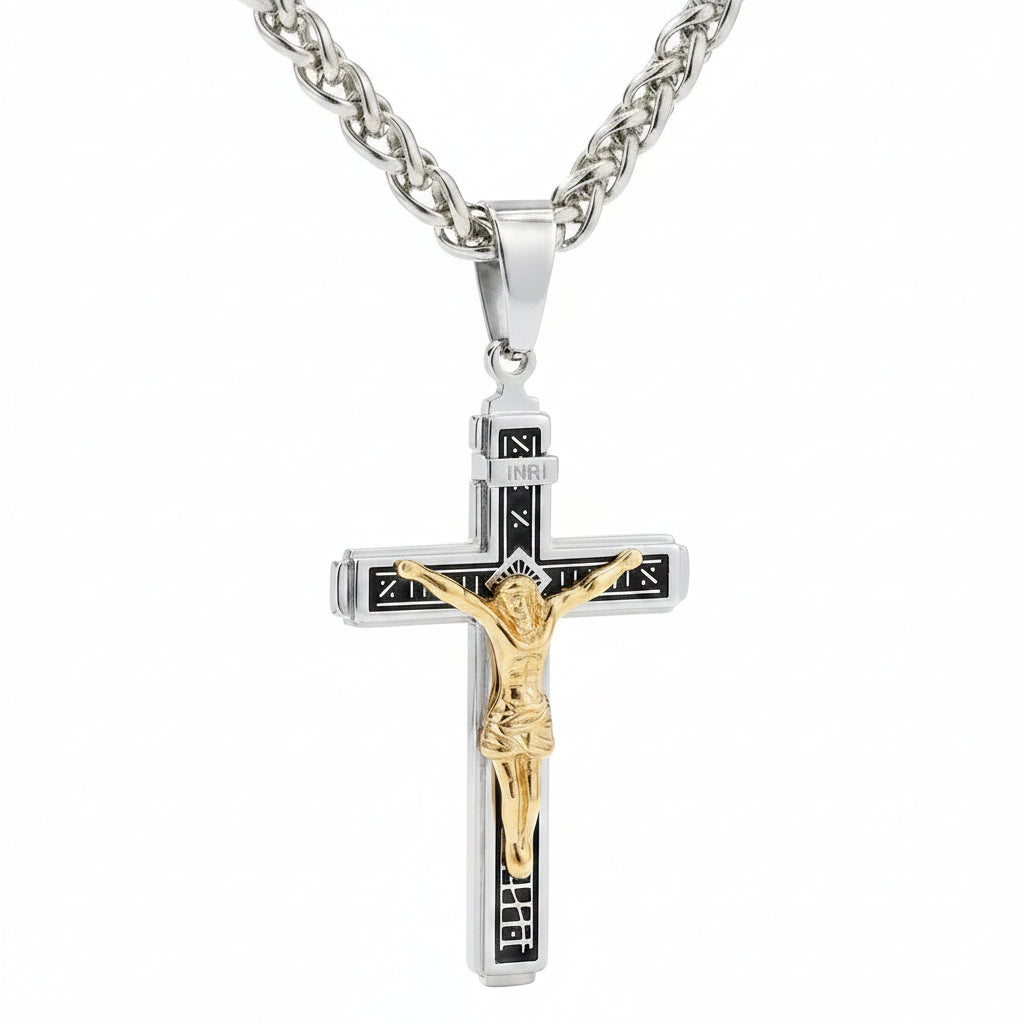 Catholic Jesus Christ Crucifix Stainless Steel Pendant Necklace