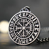 Guidepost Compass Vegvisir Talisman Viking Protection Pewter Pendant Stainless Steel Necklace-Necklaces-Innovato Design-Innovato Design