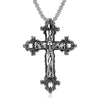Vintage Stainless Steel Cross Pendant Skull Gothic Necklace