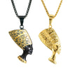 Egypt Queen Nefertiti Cleopatra Pendant Chain Necklace Set in Gold Black Tone-Necklaces-Innovato Design-Black&Gold-18in-Innovato Design