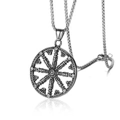 Men Stainless Steel Dharma Chakra Pendant Dharma Wheel of Law Buddhist Symbol Necklace