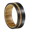 Wood Groove and Inner Design Silver-Plated Tungsten Vintage Wedding Band