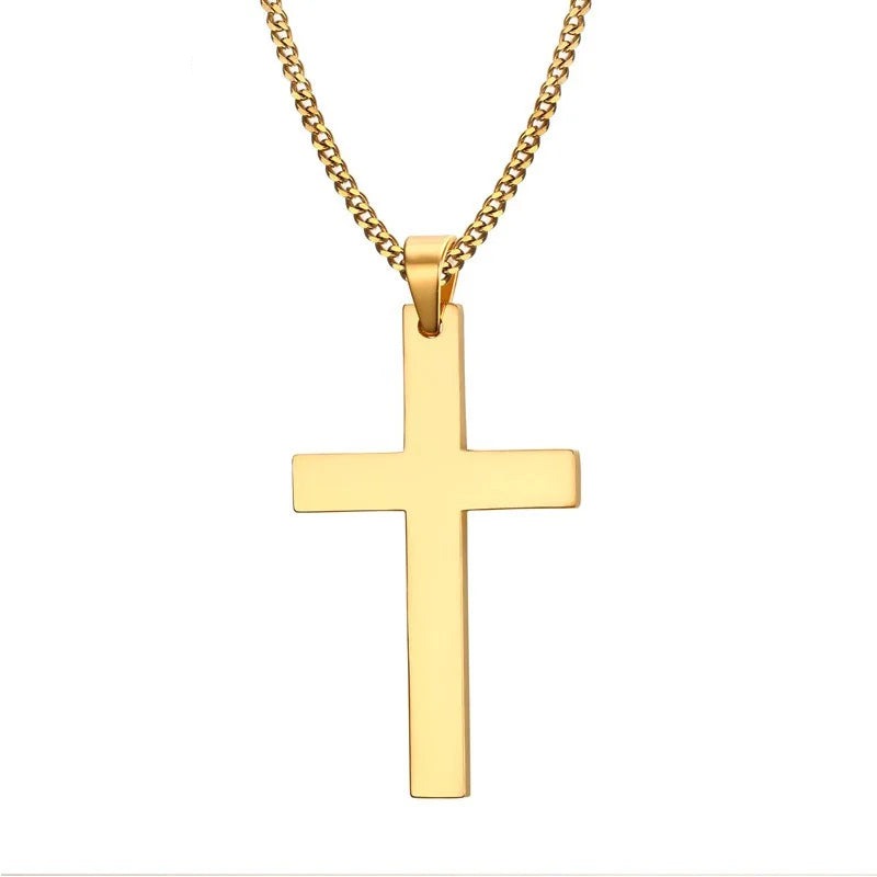 Stainless Steel Cross Pendant Chain Necklace for Men Women-Necklaces-Innovato Design-Gold-22in-Innovato Design