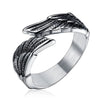 Stainless Steel Rings Antique Cool Black Feather Angel Wing Bands