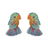 Women's Austrian Crystal Parrot Pet Bird Pierced Dangle Tassel Earrings