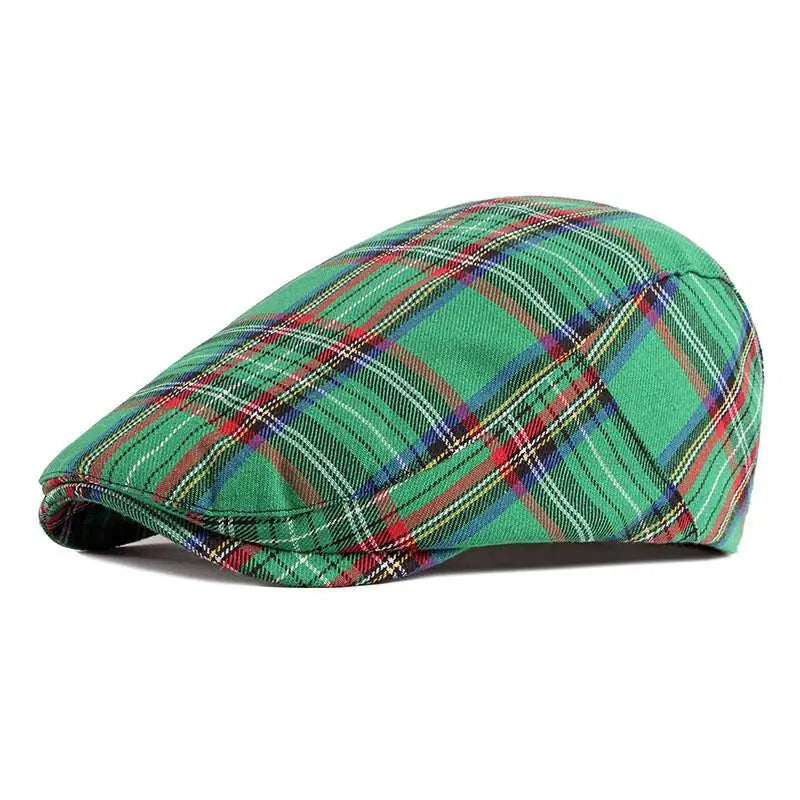 Vintage Plaid Adjustable Ivy Gatsby Flat Newsboy Cap-Hats-Innovato Design-Green-Innovato Design