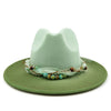 Colorful Brim Fedora Hat with Pearl Hatband-Hats-Innovato Design-Green-Innovato Design