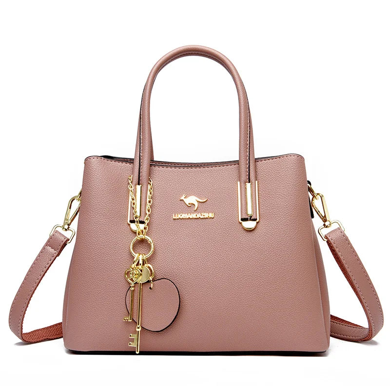 Multiple Pockets and Unique Zippers Tote Bag, Shoulder Bag, Crossbody Bag and Handbag-Handbags-Innovato Design-Pink-Innovato Design