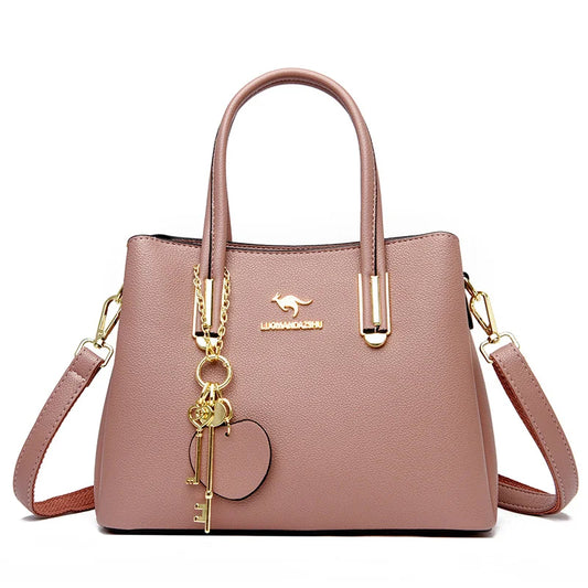 Multiple Pockets and Unique Zippers Tote Bag, Shoulder Bag, Crossbody Bag and Handbag-Handbags-Innovato Design-Pink-Innovato Design