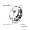 8mm Silver Stainless Steel Rainbow Enamel Wedding Engagement Promise Band Ring-Rings-Innovato Design-7-Innovato Design