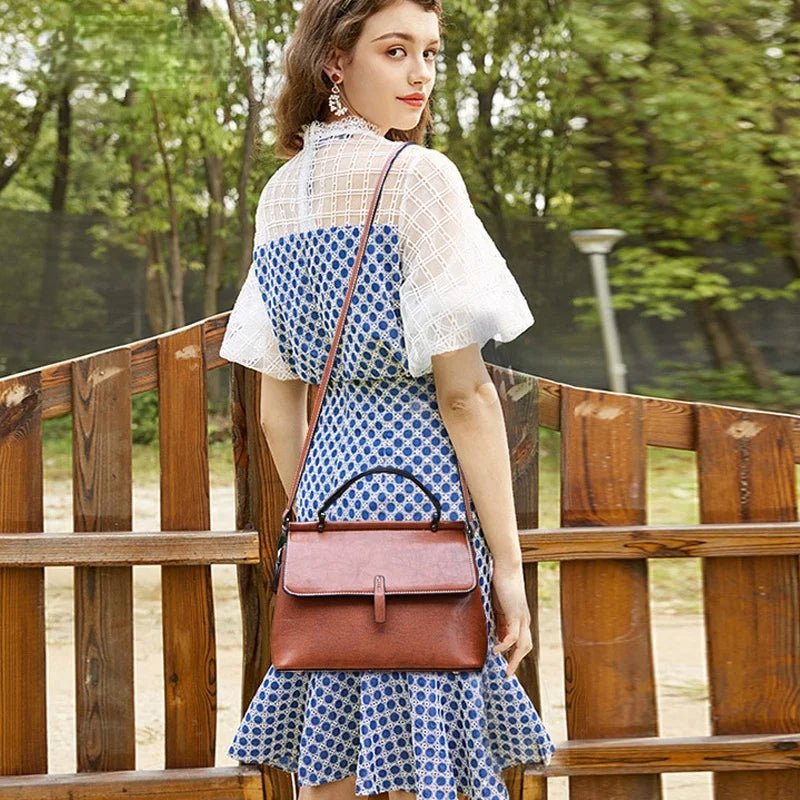 Large Capacity Casual Leather School Bag, Tote Bag, Shoulder Bag and Travel Backpack-Backpacks-Innovato Design-Brown-Innovato Design