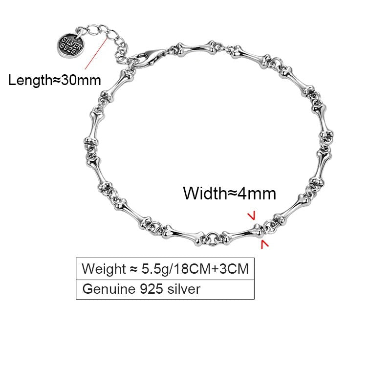 925 Sterling Silver Bone Chain Handmade Unisex Bracelet-Bracelets-Innovato Design-Innovato Design