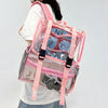 Pink Transparent Waterproof School and Travel Backpack-clear backpack-Innovato Design-Innovato Design