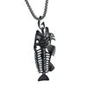 Stainless Steel Fish Hook Bone Pendant with Chain Necklace-Necklaces-Innovato Design-Black-Innovato Design