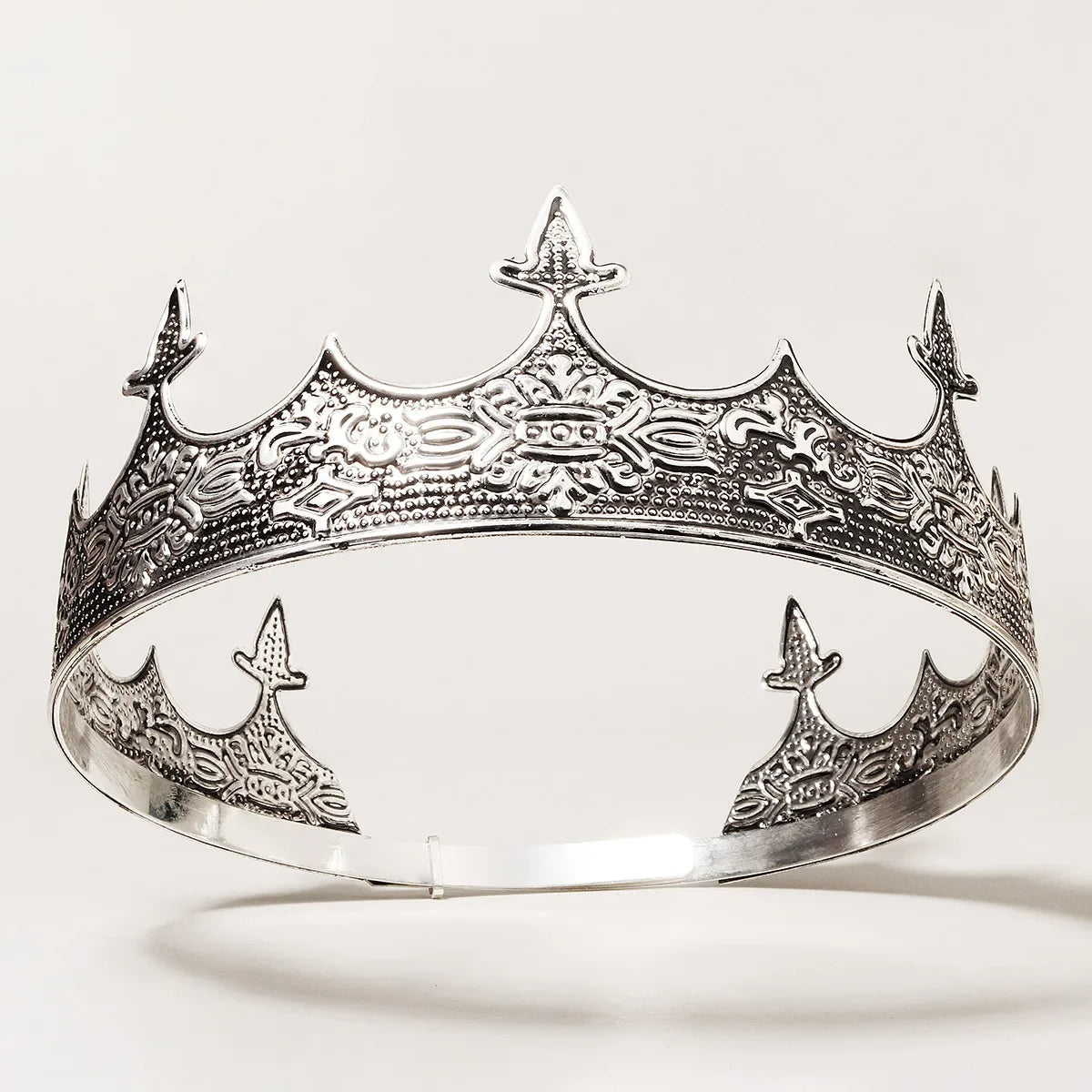 Retro White Metal Baroque King Crown Pageant for Men-Crowns-Innovato Design-Innovato Design