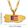 Puerto Rico Flag Pendant Figaro Chain Necklace Gold Tone