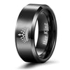His and Her Tungsten with Engraved Crown King and Queen Couple Ring Set