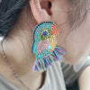 Women's Austrian Crystal Parrot Pet Bird Pierced Dangle Tassel Earrings