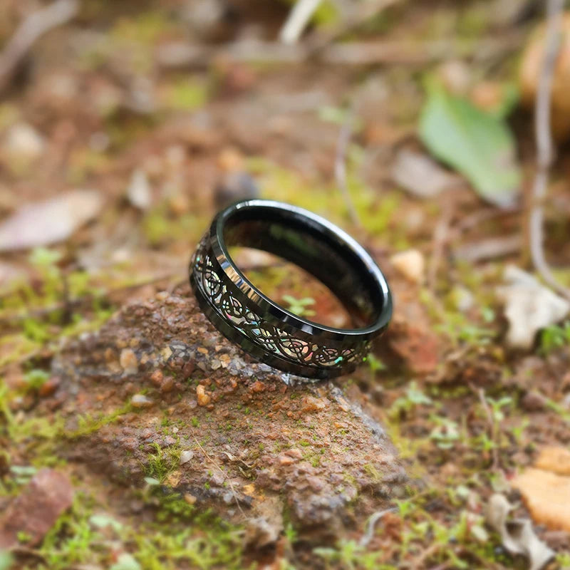 8mm Tungsten Carbide Wedding Band Ring Colorful Celtic Dragon Design-Rings-Innovato Design-6-Innovato Design
