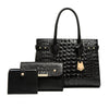 Retro Oil Wax Leather Purse, Tote Bag, Shoulder Bag and Handbag Set-Handbags-Innovato Design-Black-Innovato Design