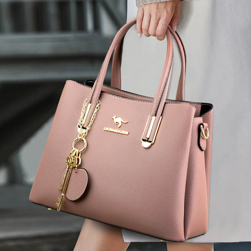 Multiple Pockets and Unique Zippers Tote Bag, Shoulder Bag, Crossbody Bag and Handbag-Handbags-Innovato Design-Red-Innovato Design