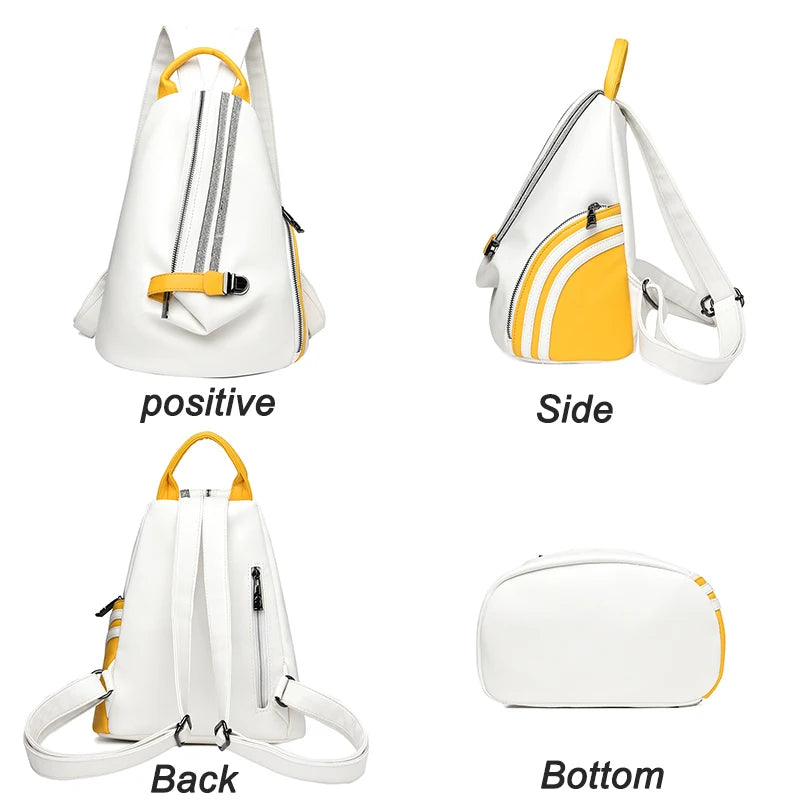 Large Side Zipper Leather Backpack in Multiple Colors-Leather Backpacks-Innovato Design-Yellow-10 in-Innovato Design