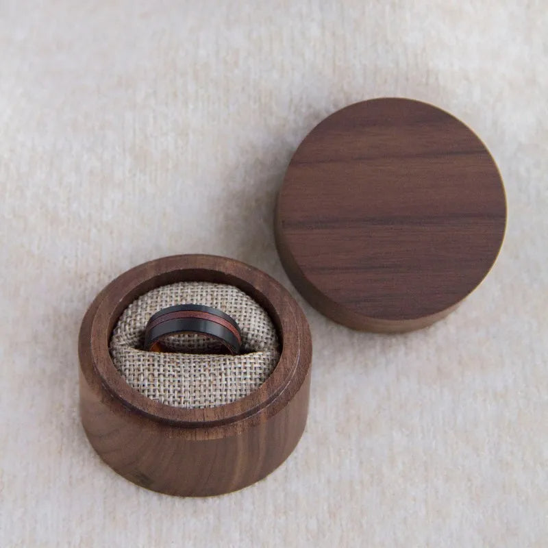 Wood Groove and Inner Design Silver-Plated Tungsten Vintage Wedding Band