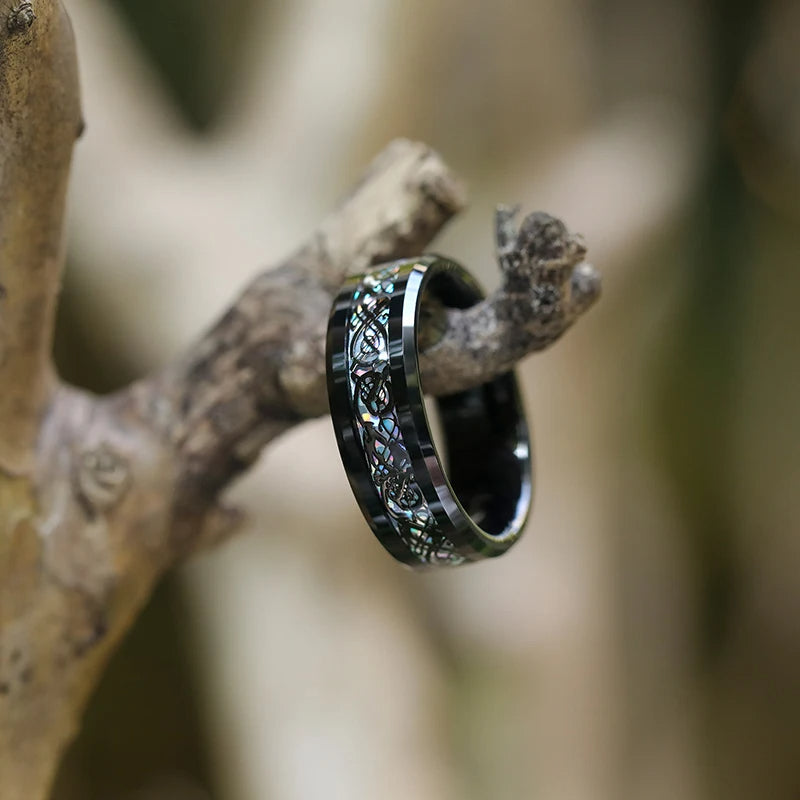 8mm Tungsten Carbide Wedding Band Ring Colorful Celtic Dragon Design-Rings-Innovato Design-6-Innovato Design