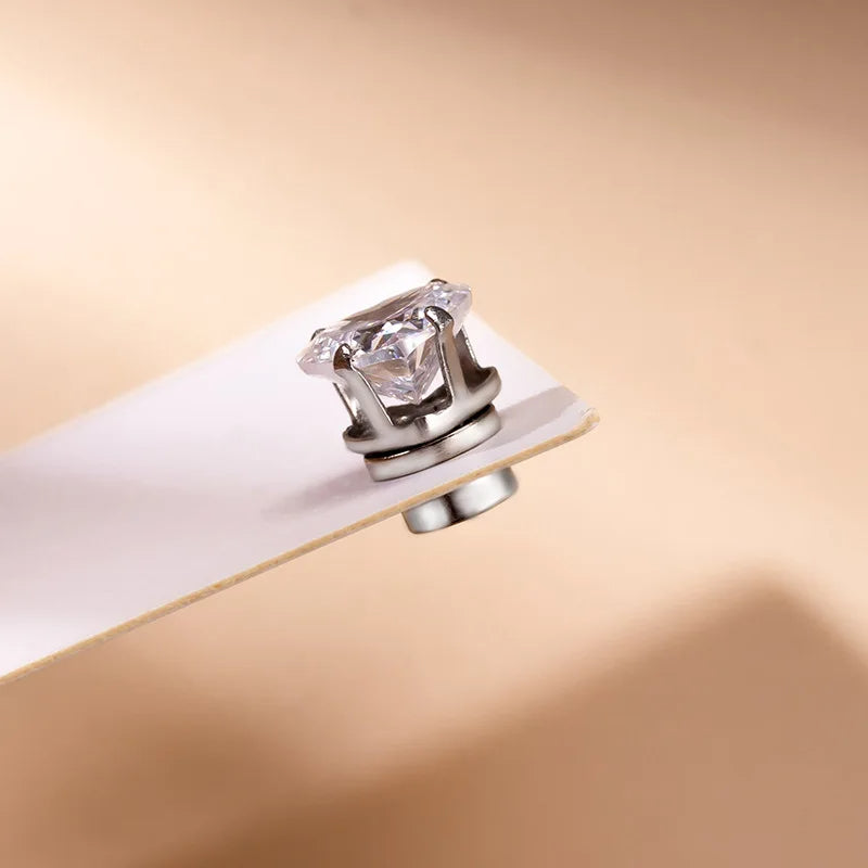 Clear Heart Shape Cubic Zirconia Magnetic Stud Earring Set-Earrings-Innovato Design-Innovato Design