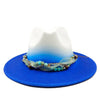 Colorful Brim Fedora Hat with Pearl Hatband-Hats-Innovato Design-Blue-Innovato Design