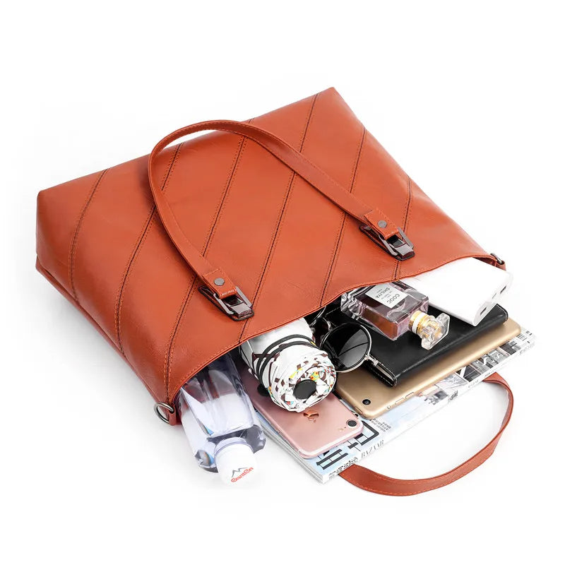 Soft Leather Shoulder Bag, Crossbody Bag and Handbag Set-Handbags-Innovato Design-Brown-Innovato Design