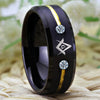 Men's Masonic Tungsten Carbide Ring Gold Line With Stones-Rings-Innovato Design-7-Innovato Design